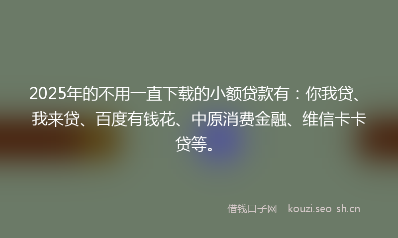 2025年的不用一直下载的小额贷款有:你我贷、我来贷、百度有钱花、中原消费金融、维信卡卡贷等。