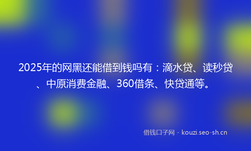 2025年的网黑还能借到钱吗有：滴水贷、读秒贷、中原消费金融、360借条、快贷通等。