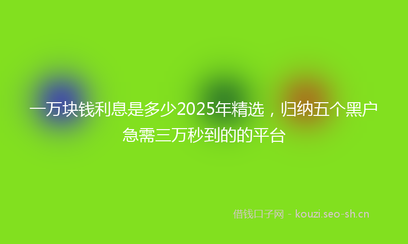 一万块钱利息是多少2025年精选，归纳五个黑户急需三万秒到的的平台
