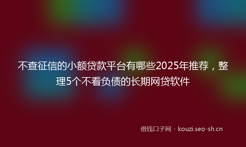不查征信的小额贷款平台有哪些2025年推荐，整理5个不看负债的长期网贷软件
