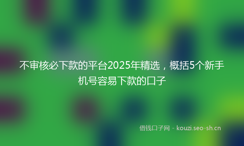不审核必下款的平台2025年精选，概括5个新手机号容易下款的口子
