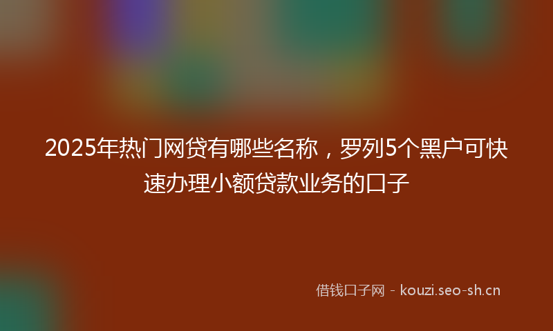 2025年热门网贷有哪些名称，罗列5个黑户可快速办理小额贷款业务的口子