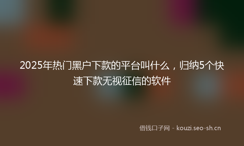 2025年热门黑户下款的平台叫什么，归纳5个快速下款无视征信的软件