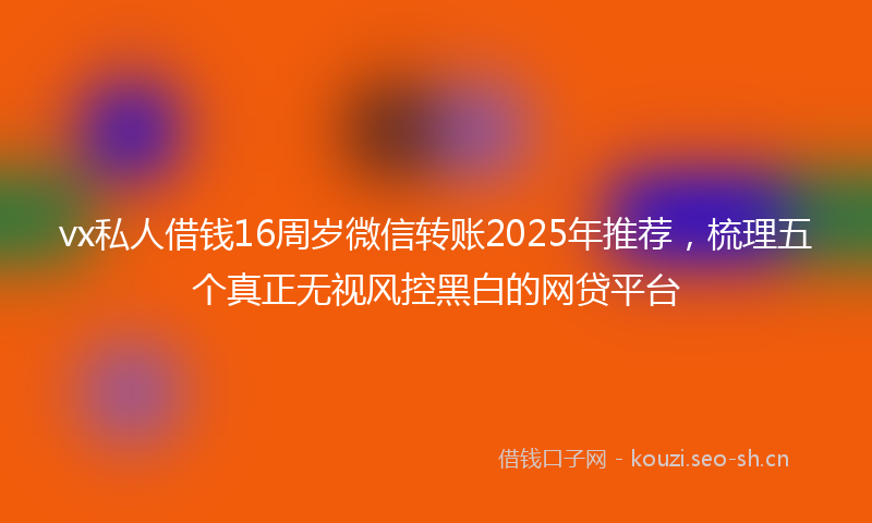 vx私人借钱16周岁微信转账2025年推荐，梳理五个真正无视风控黑白的网贷平台