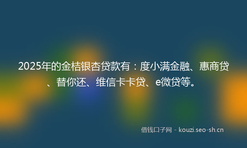 2025年的金桔银杏贷款有：度小满金融、惠商贷、替你还、维信卡卡贷、e微贷等。