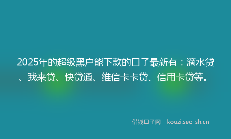 2025年的超级黑户能下款的口子最新有:滴水贷、我来贷、快贷通、维信卡卡贷、信用卡贷等。