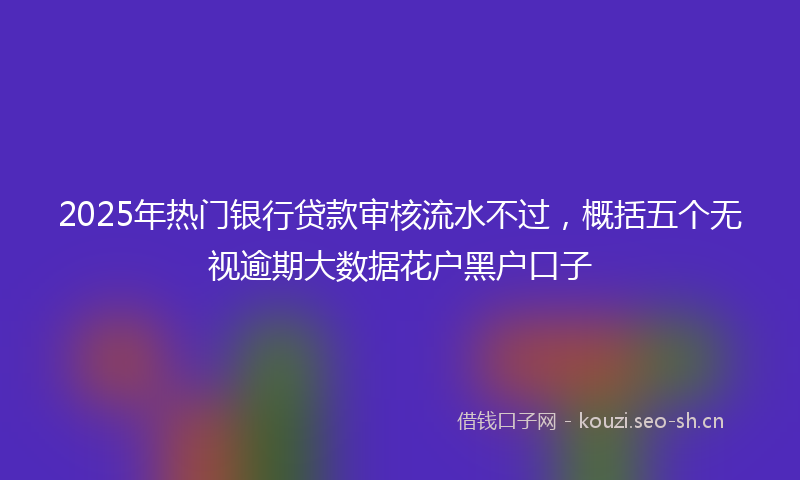 2025年热门银行贷款审核流水不过，概括五个无视逾期大数据花户黑户口子