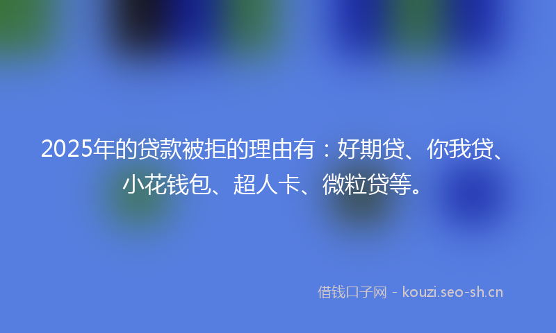 2025年的贷款被拒的理由有：好期贷、你我贷、小花钱包、超人卡、微粒贷等。