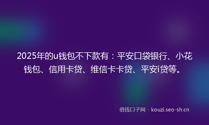 2025年的u钱包不下款有：平安口袋银行、小花钱包、信用卡贷、维信卡卡贷、平安i贷等。