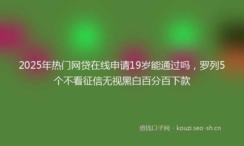 2025年热门网贷在线申请19岁能通过吗，罗列5个不看征信无视黑白百分百下款