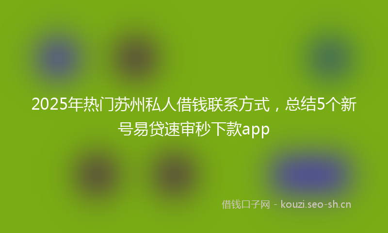 2025年热门苏州私人借钱联系方式，总结5个新号易贷速审秒下款app