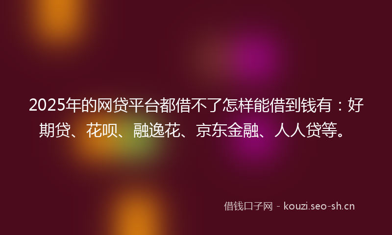 2025年的网贷平台都借不了怎样能借到钱有：好期贷、花呗、融逸花、京东金融、人人贷等。