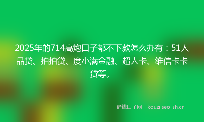 2025年的714高炮口子都不下款怎么办有：51人品贷、拍拍贷、度小满金融、超人卡、维信卡卡贷等。