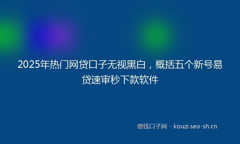 2025年热门网贷口子无视黑白，概括五个新号易贷速审秒下款软件