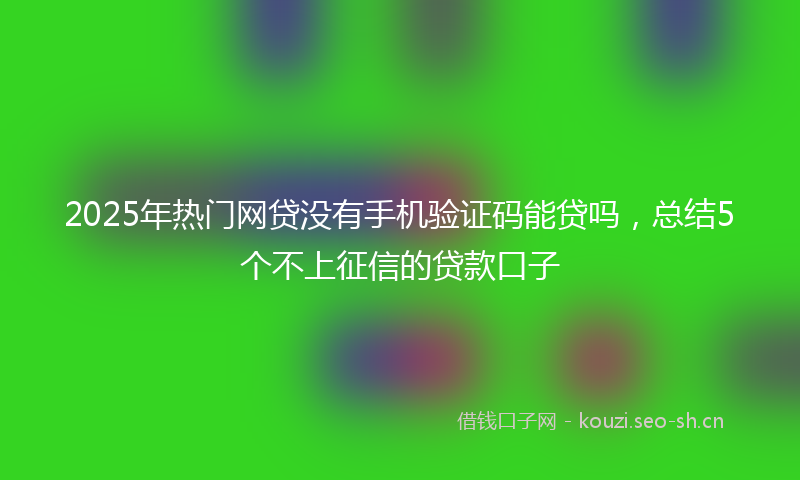 2025年热门网贷没有手机验证码能贷吗，总结5个不上征信的贷款口子