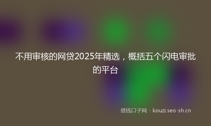 不用审核的网贷2025年精选，概括五个闪电审批的平台