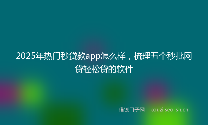 2025年热门秒贷款app怎么样，梳理五个秒批网贷轻松贷的软件