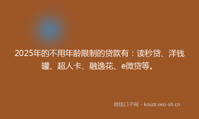 2025年的不用年龄限制的贷款有：读秒贷、洋钱罐、超人卡、融逸花、e微贷等。