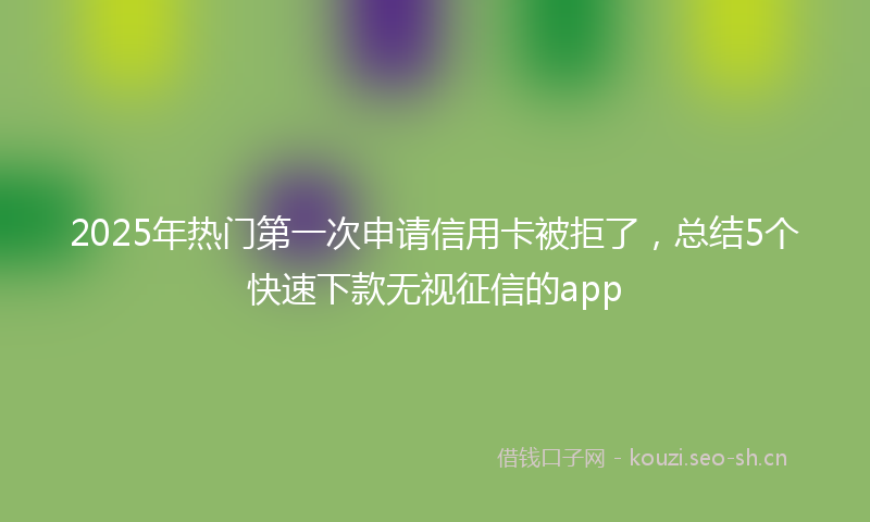 2025年热门第一次申请信用卡被拒了，总结5个快速下款无视征信的app