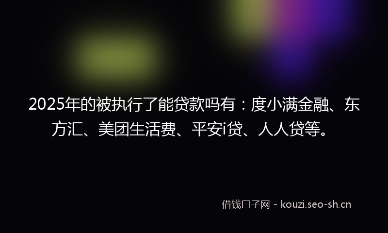 2025年的被执行了能贷款吗有：度小满金融、东方汇、美团生活费、平安i贷、人人贷等。
