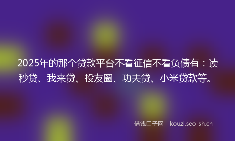 2025年的那个贷款平台不看征信不看负债有：读秒贷、我来贷、投友圈、功夫贷、小米贷款等。