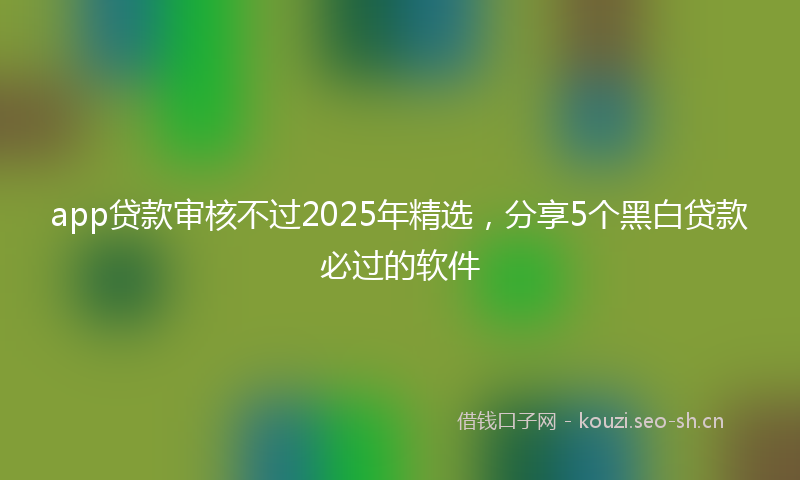 app贷款审核不过2025年精选,分享5个黑白贷款必过的软件