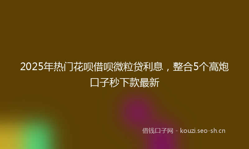 2025年热门花呗借呗微粒贷利息，整合5个高炮口子秒下款最新