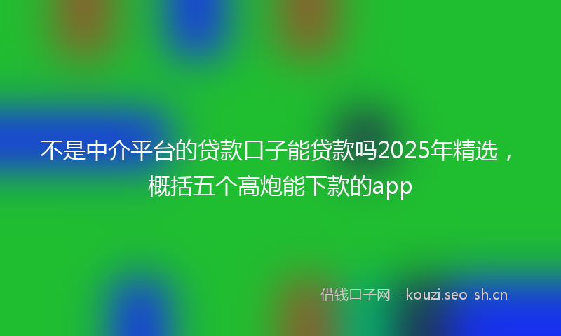 不是中介平台的贷款口子能贷款吗2025年精选，概括五个高炮能下款的app