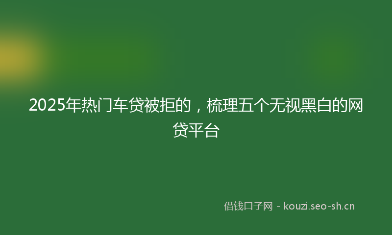 2025年热门车贷被拒的，梳理五个无视黑白的网贷平台