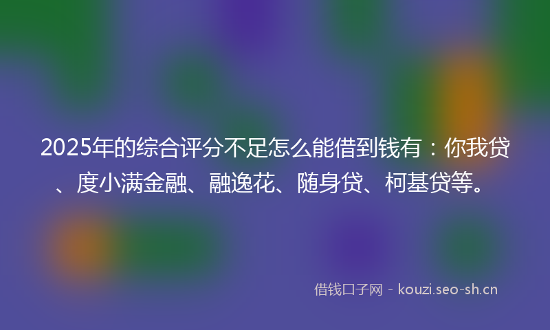 2025年的综合评分不足怎么能借到钱有：你我贷、度小满金融、融逸花、随身贷、柯基贷等。