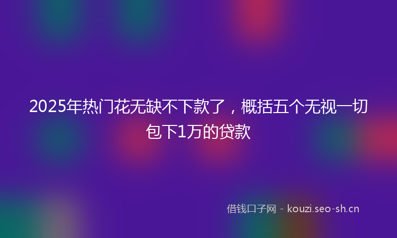 2025年热门花无缺不下款了，概括五个无视一切包下1万的贷款