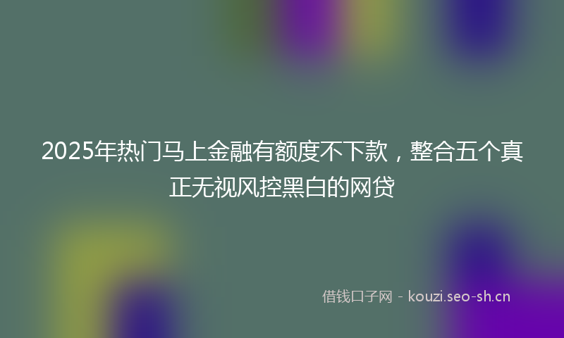 2025年热门马上金融有额度不下款，整合五个真正无视风控黑白的网贷
