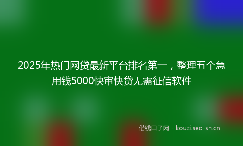 2025年热门网贷最新平台排名第一,整理五个急用钱5000快审快贷无需征信软件