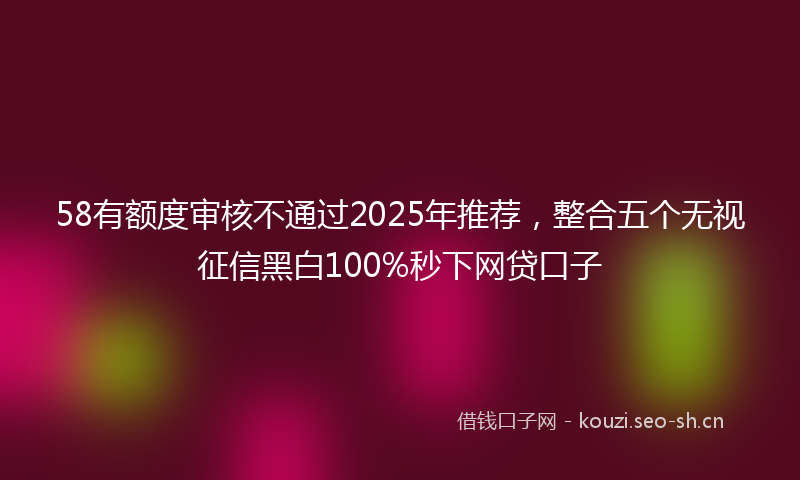 58有额度审核不通过2025年推荐,整合五个无视征信黑白100%秒下网贷口子