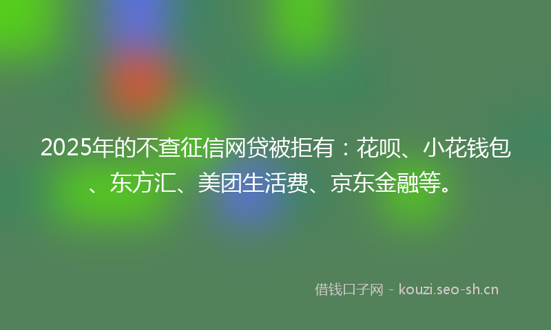 2025年的不查征信网贷被拒有：花呗、小花钱包、东方汇、美团生活费、京东金融等。