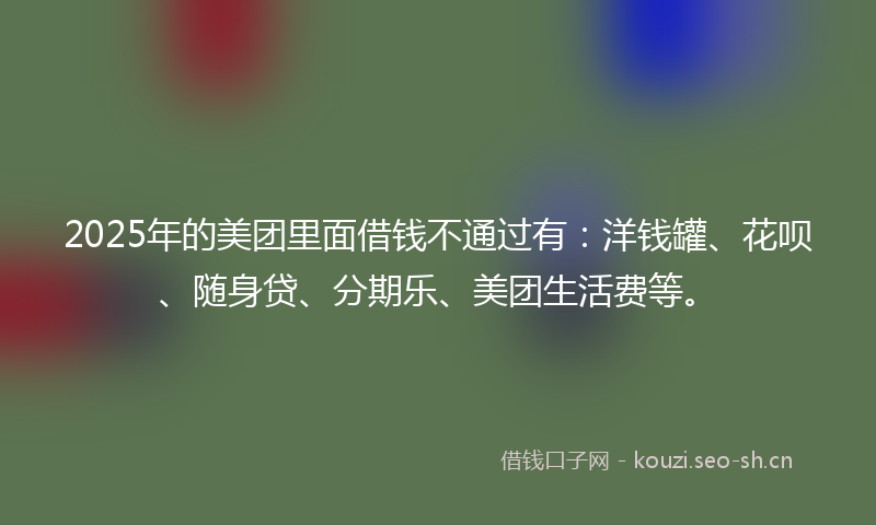 2025年的美团里面借钱不通过有：洋钱罐、花呗、随身贷、分期乐、美团生活费等。