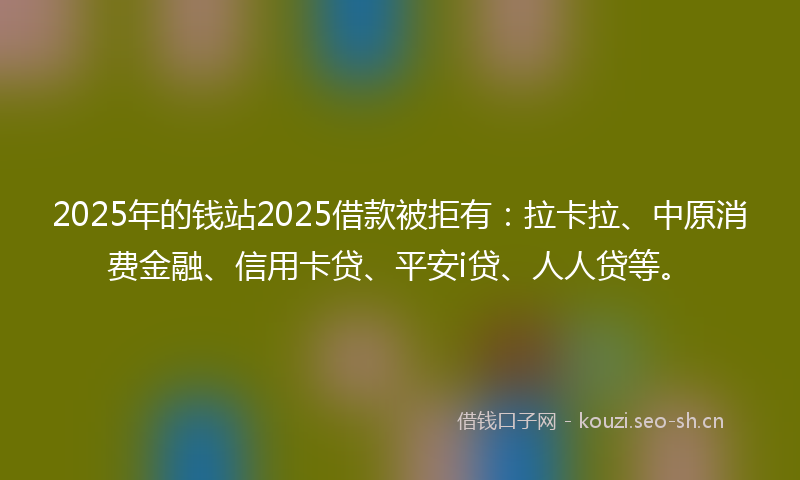 2025年的钱站2025借款被拒有：拉卡拉、中原消费金融、信用卡贷、平安i贷、人人贷等。