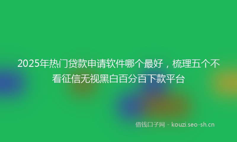 2025年热门贷款申请软件哪个最好，梳理五个不看征信无视黑白百分百下款平台