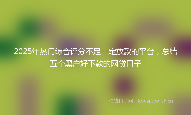 2025年热门综合评分不足一定放款的平台，总结五个黑户好下款的网贷口子
