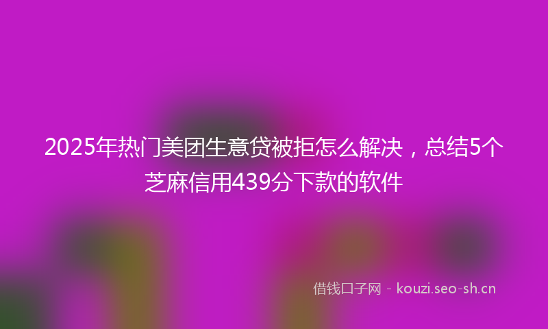 2025年热门美团生意贷被拒怎么解决，总结5个芝麻信用439分下款的软件