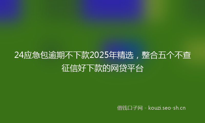 24应急包逾期不下款2025年精选，整合五个不查征信好下款的网贷平台