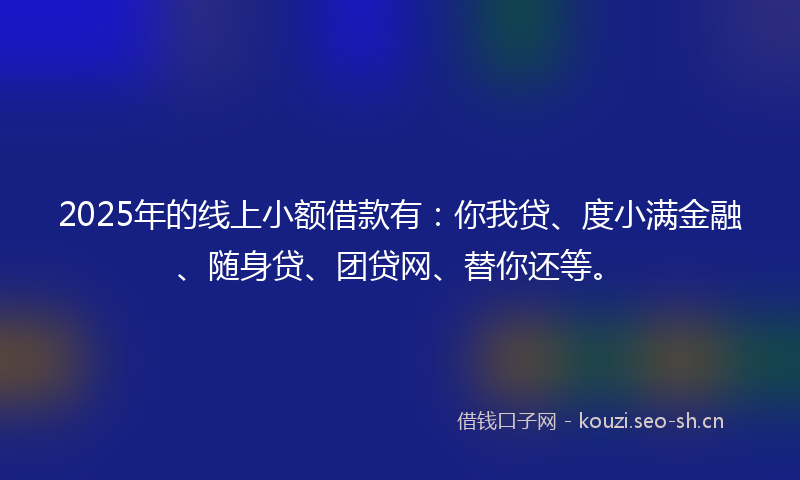 2025年的线上小额借款有：你我贷、度小满金融、随身贷、团贷网、替你还等。