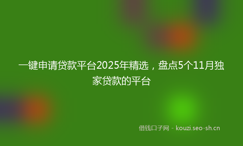 一键申请贷款平台2025年精选，盘点5个11月独家贷款的平台