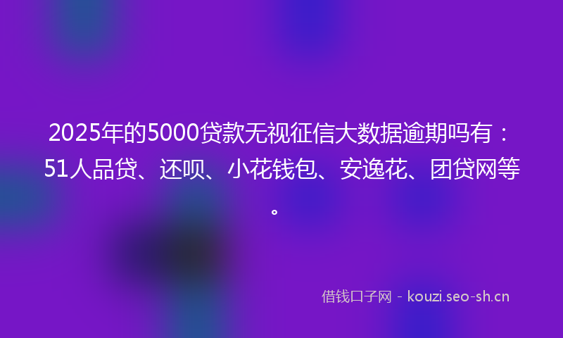 2025年的5000贷款无视征信大数据逾期吗有：51人品贷、还呗、小花钱包、安逸花、团贷网等。