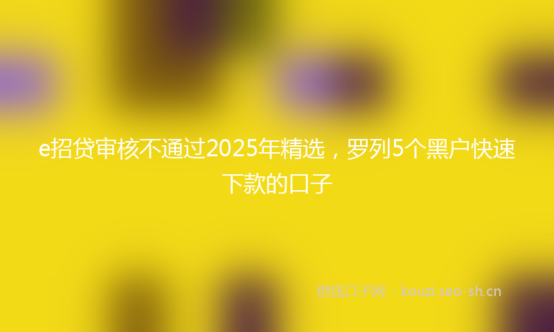 e招贷审核不通过2025年精选，罗列5个黑户快速下款的口子