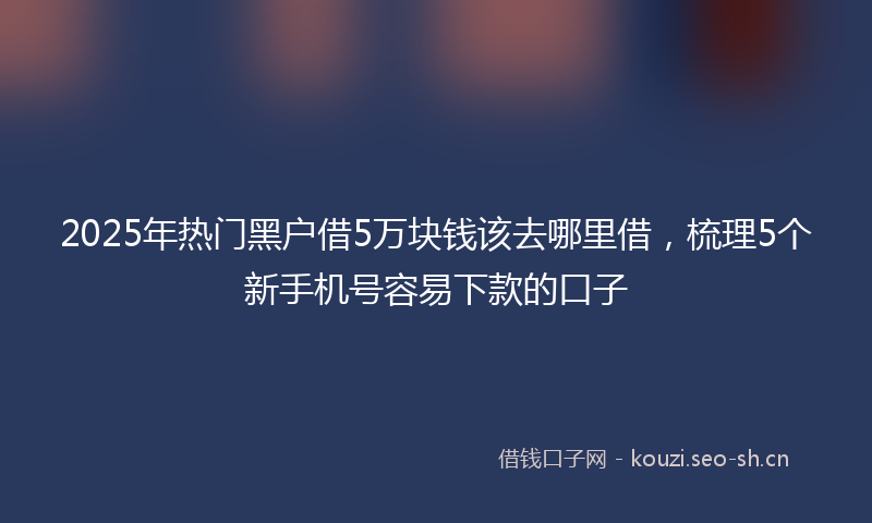 2025年热门黑户借5万块钱该去哪里借，梳理5个新手机号容易下款的口子