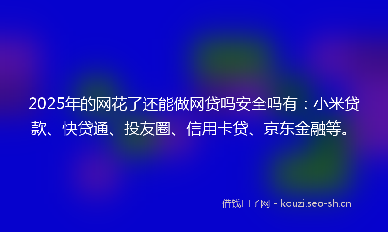 2025年的网花了还能做网贷吗安全吗有：小米贷款、快贷通、投友圈、信用卡贷、京东金融等。
