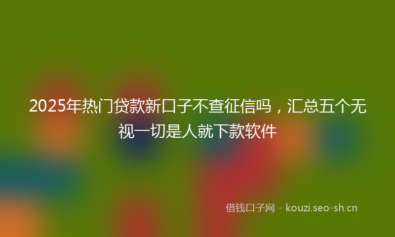 2025年热门贷款新口子不查征信吗，汇总五个无视一切是人就下款软件