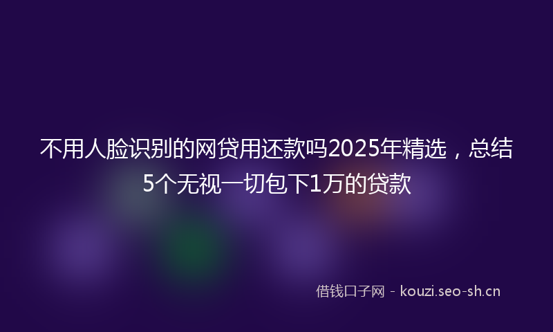 不用人脸识别的网贷用还款吗2025年精选，总结5个无视一切包下1万的贷款