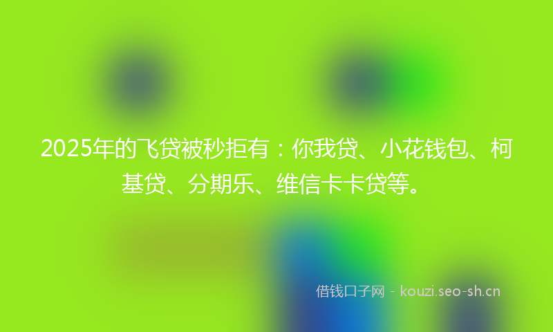 2025年的飞贷被秒拒有：你我贷、小花钱包、柯基贷、分期乐、维信卡卡贷等。